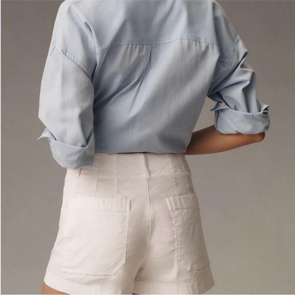 Anthro Maeve The Colette Linen Blend High Rise Magic Fabric White Shorts Size 25 - Picture 3 of 16